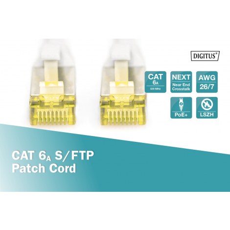 Digitus | CAT 6a | Patch cable | Shielded foiled twisted pair (SFTP) | Male | RJ-45 | Male | RJ-45 | Grey | 0.5 m - 2